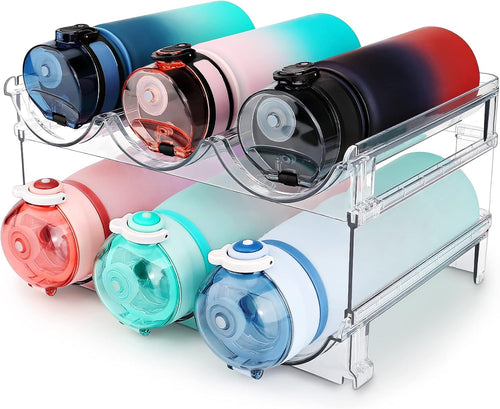 Water Bottle Organizer for Cabinet, Water Bottle Storage Organizer, 2 Packs Water Bottle Storage Rack, Water Bottle Holder for Cabinet, Stackable Water Bottle Storage Rack | 2 Packs Tumbler Organizer, Water Bottle Holder for Cabiner, Fridge, Kitchen, Desktop, Pantry
